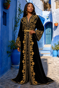 Black Velvet Paisley Kaftan — Handmade Moroccan Bridal Takchita