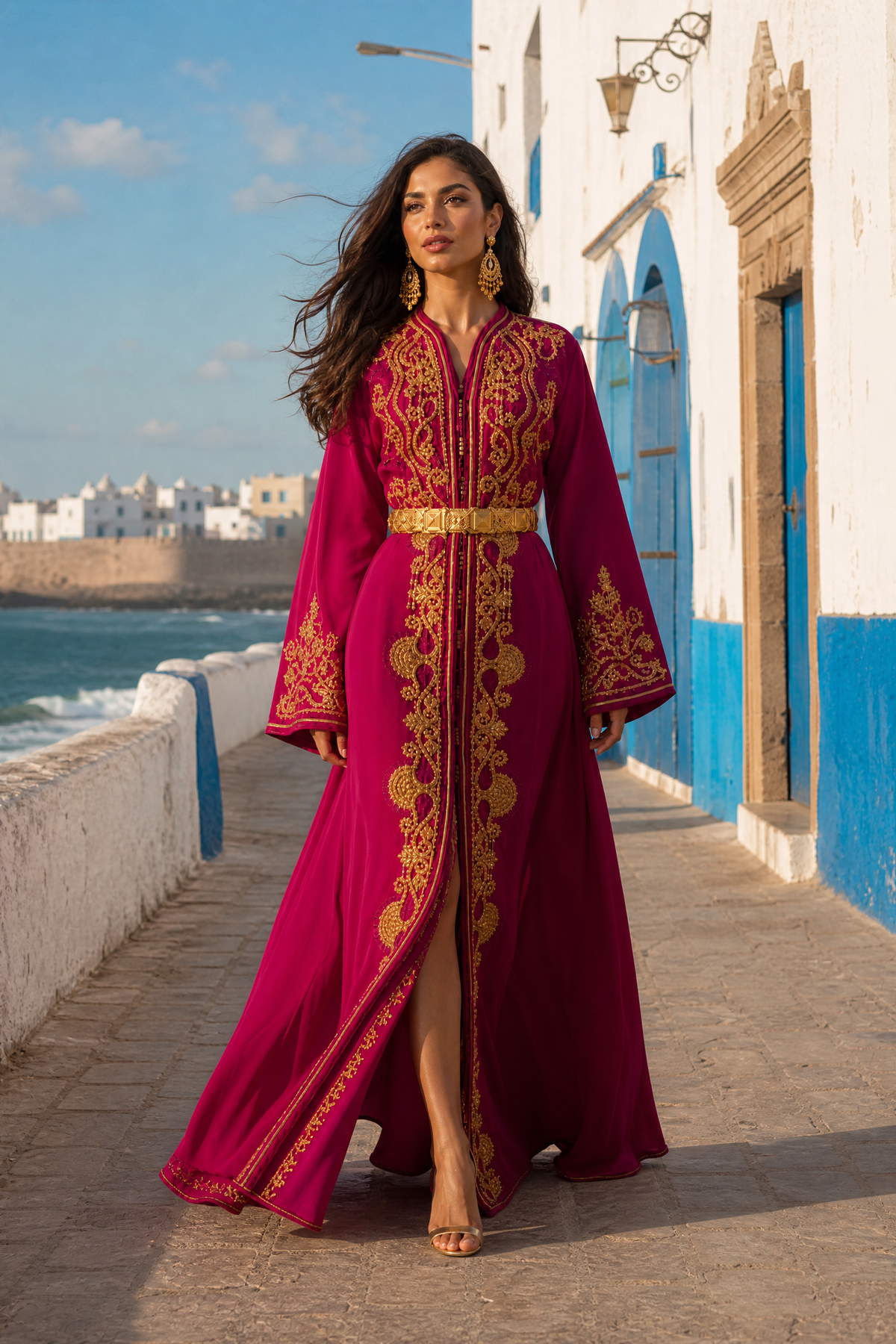 Fuchsia Paisley Kaftan — Handmade Moroccan Takchita
