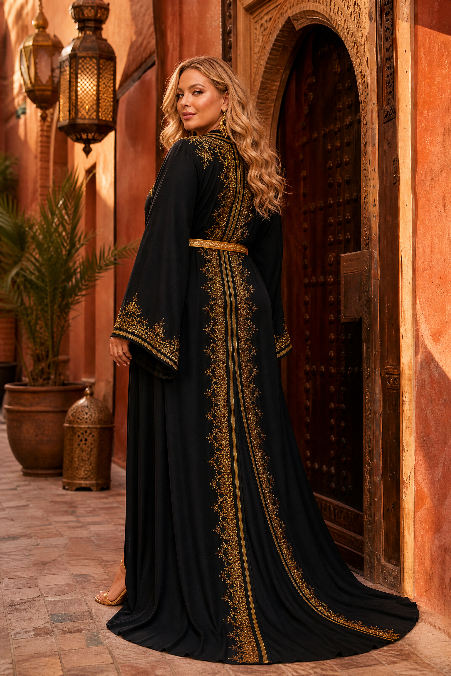 Noir Royale Kaftan — Handmade Moroccan Takchita