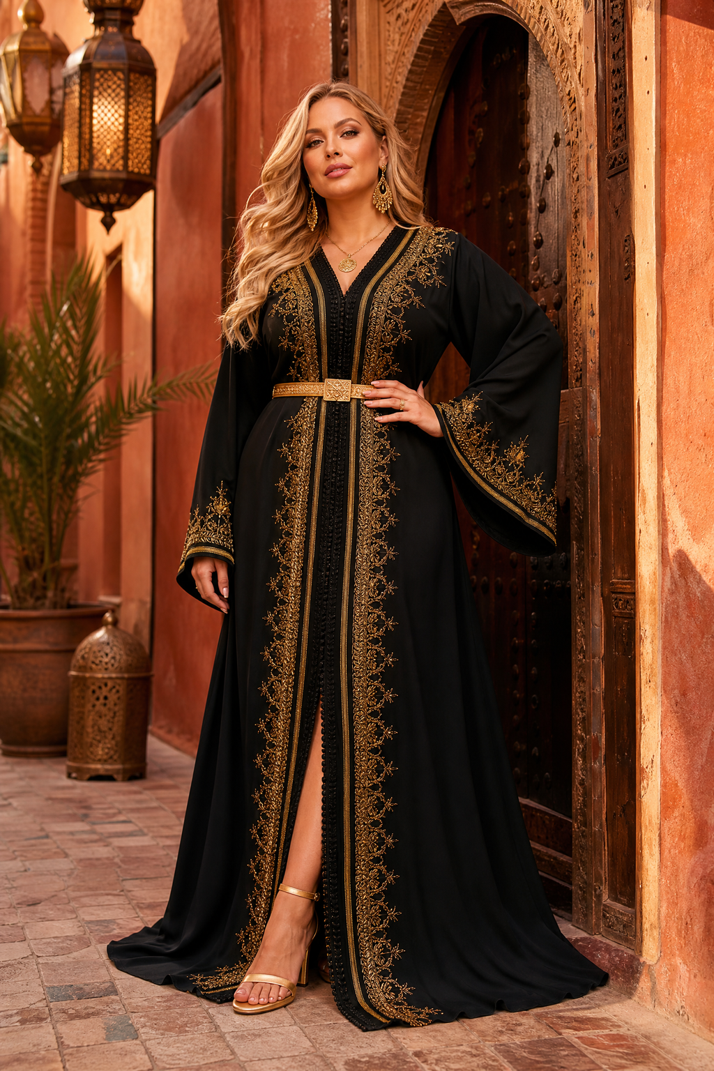 Noir Royale Kaftan — Handmade Moroccan Takchita