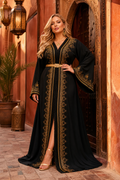 Noir Royale Kaftan — Handmade Moroccan Takchita