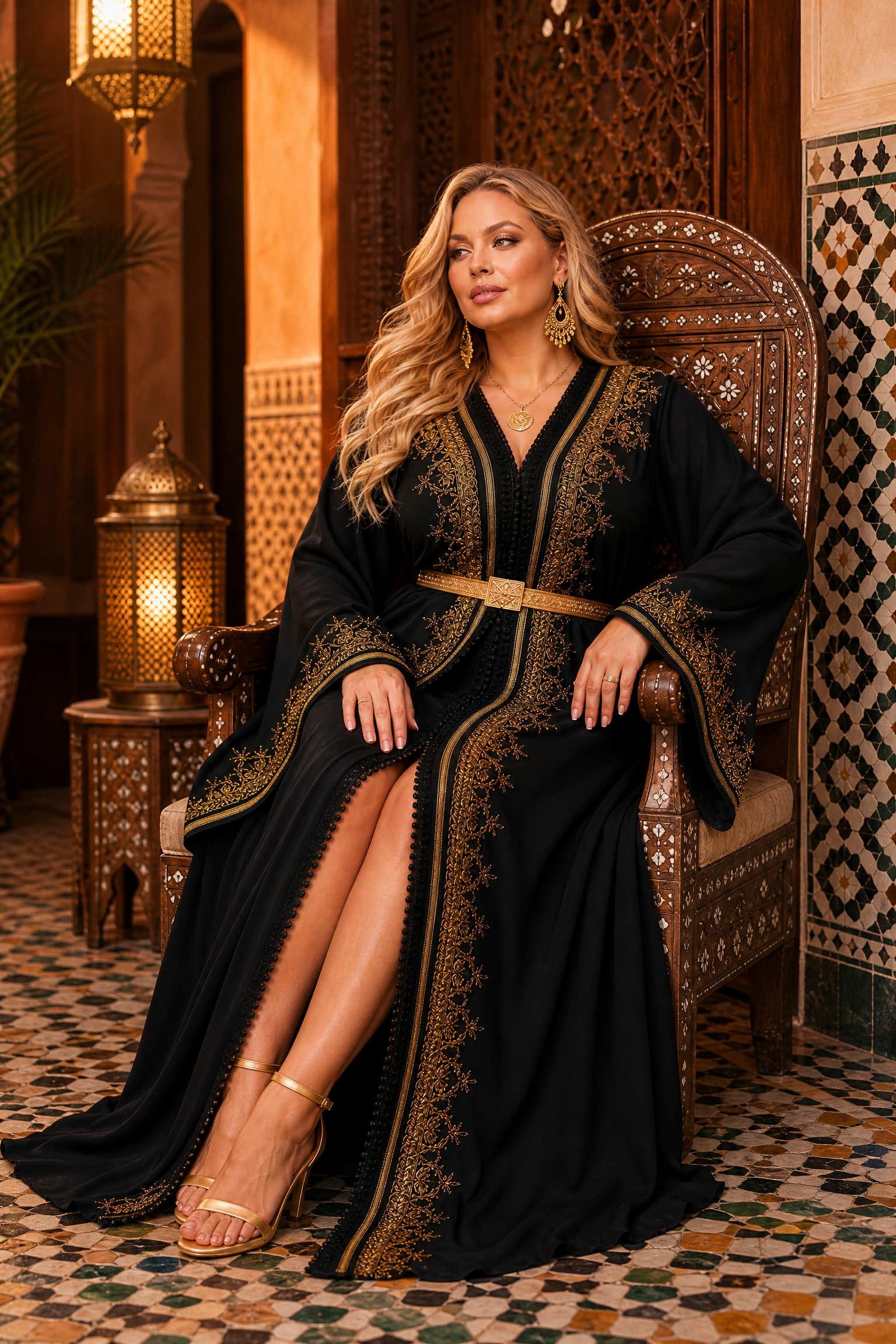 Noir Royale Kaftan — Handmade Moroccan Takchita
