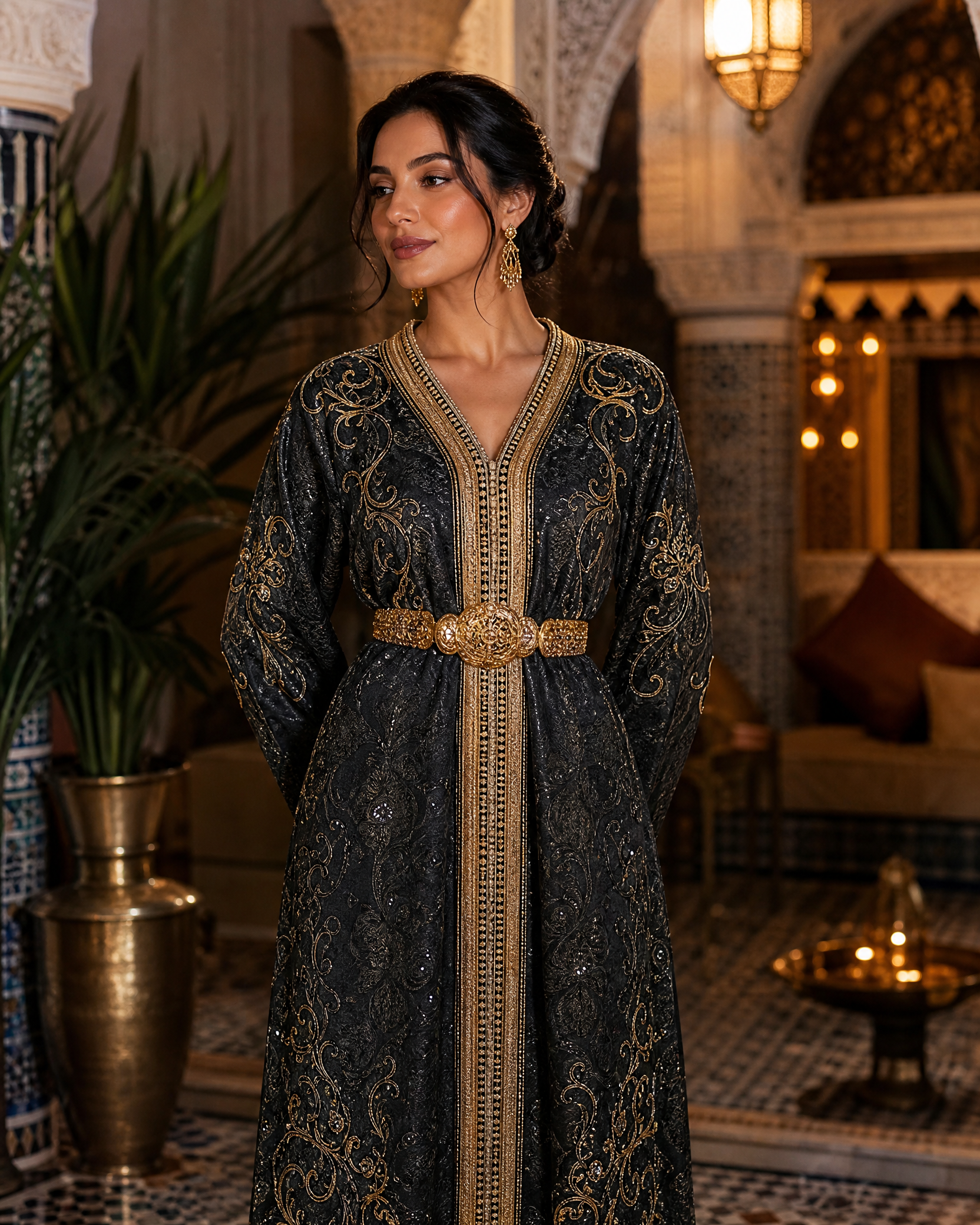 Black Brocade Kaftan — Moroccan Takchita