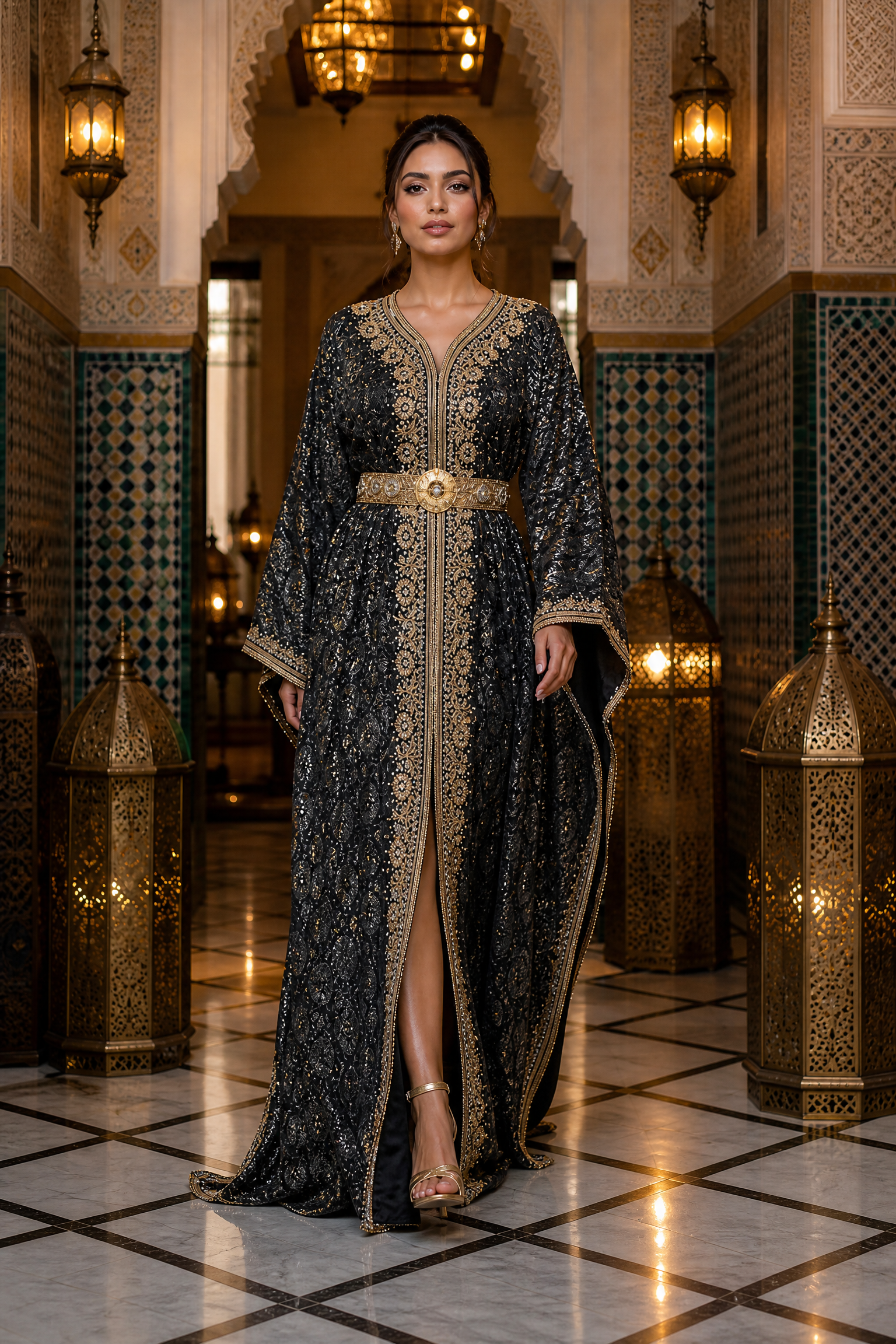 Black Brocade Kaftan — Moroccan Takchita